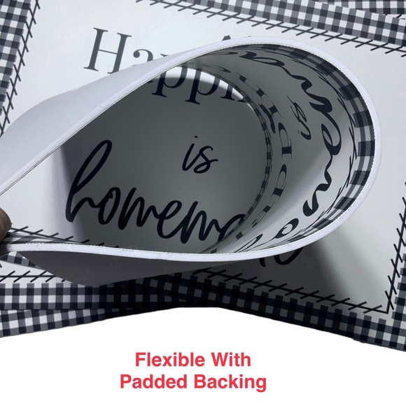 Placemats Farmhouse Rooster Chicken Buffalo Check Four Plaid 12 x 18 Black White - Picture 7 of 14